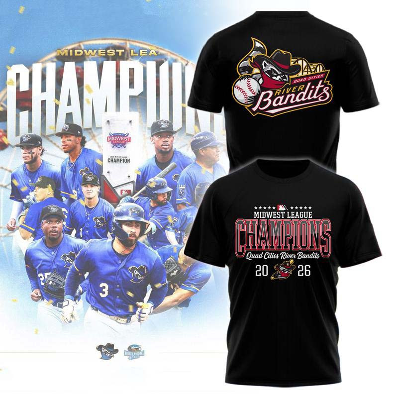Quad Cities River Bandits Merch 2026 Midwest League Champions T-Shirt Gifts For Baseball Fans