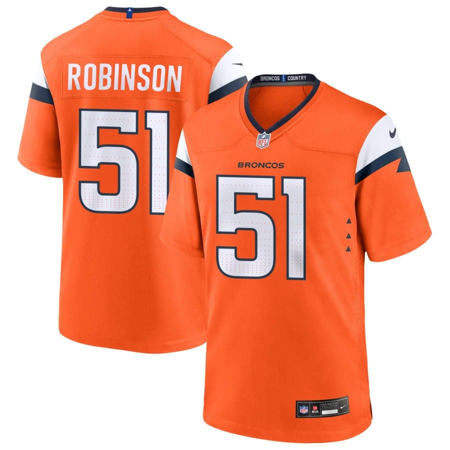 Que Robinson Denver Broncos 2025 Game Jersey - Orange