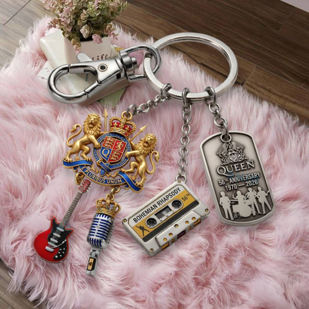 Queen 56th Anniversary 1976 2026 Keychain Queen Merch Best Gifts For Rock Band Fans