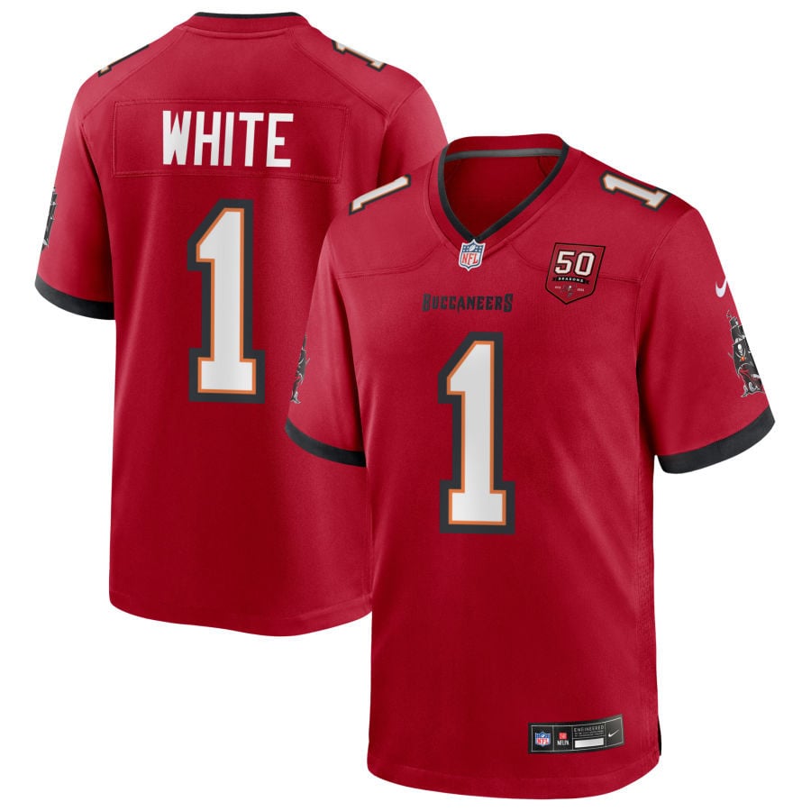 Rachaad White Tampa Bay Buccaneers 2025 50th Season Game Jersey - Red