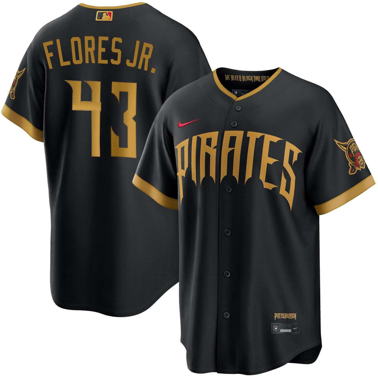 Rafael Flores Jr. Pittsburgh Pirates 2026 City Connect Stadium Jersey - Black
