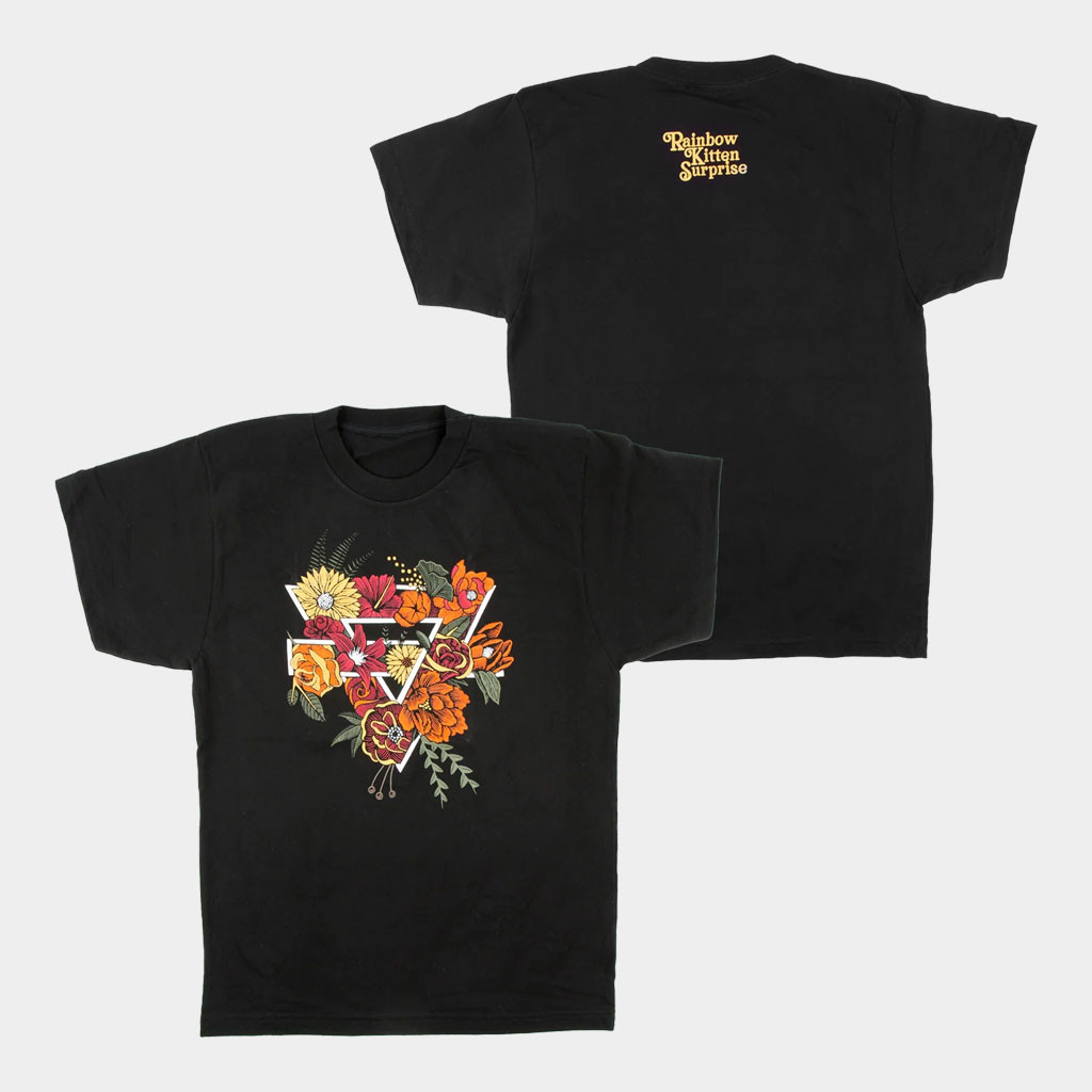 Rainbow Kitten Surprise Merch 2026 Black Floral T-Shirt Presents For Rock Lovers