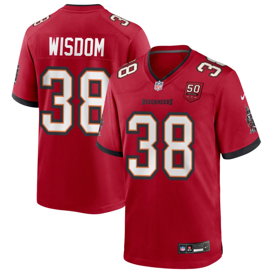 Rashad Wisdom Tampa Bay Buccaneers 2025 50th Season Game Jersey - Red