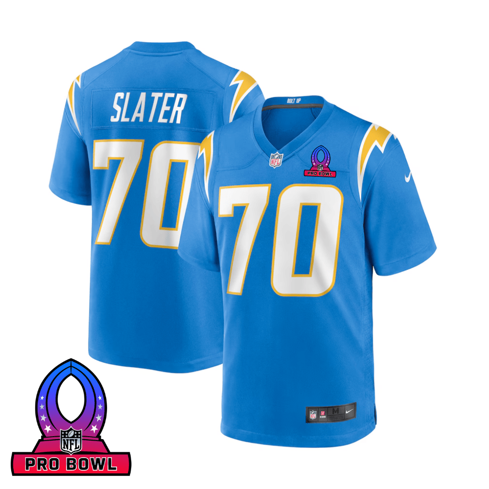 Rashawn Slater Los Angeles Chargers 2025 Pro Bowl Patch Game Men Jersey - Powder Blue