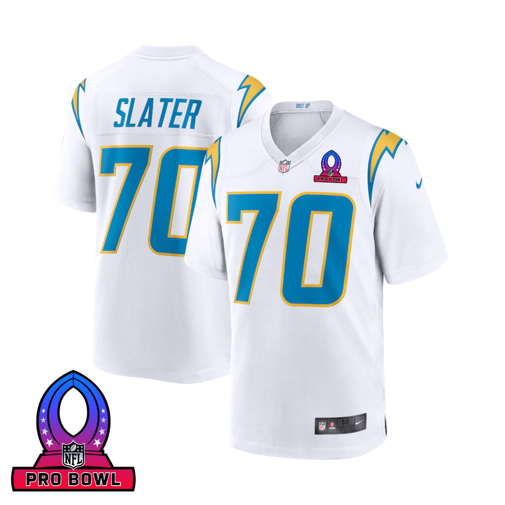 Rashawn Slater Los Angeles Chargers 2025 Pro Bowl Patch Game Men Jersey - White