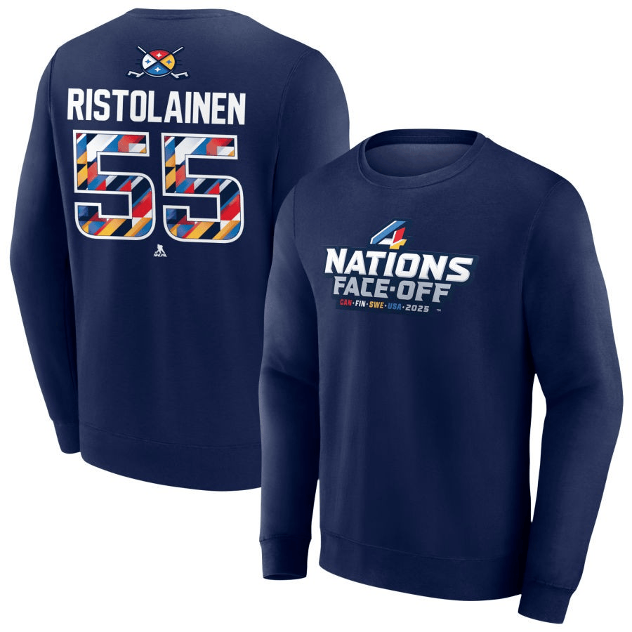 Rasmus Ristolainen 2025 4 Nations Face-Off Pick-A-Player Pullover Navy Sweatshirt
