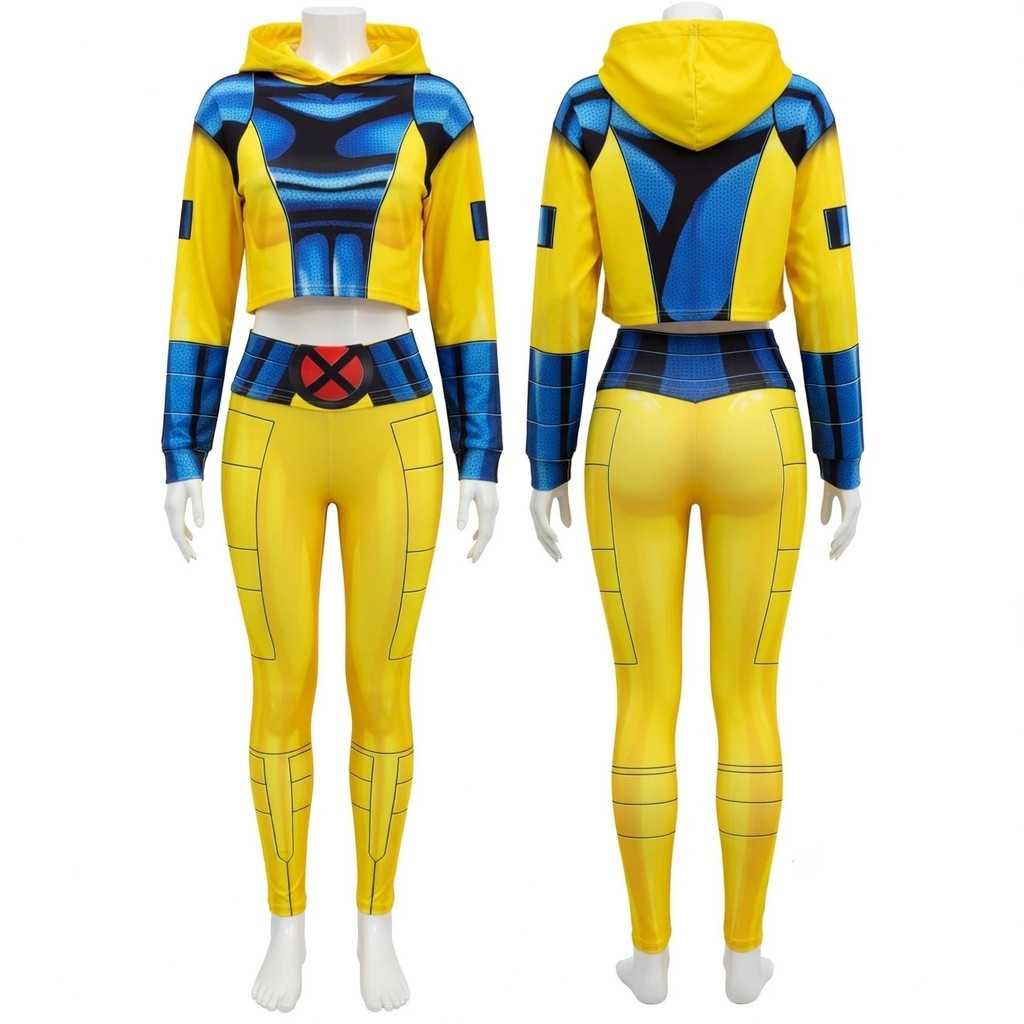 Reacher Jean Grey Fourth Marvel Costume Cosplay Crop Hoodie And Leggings Set Gifts For Sister