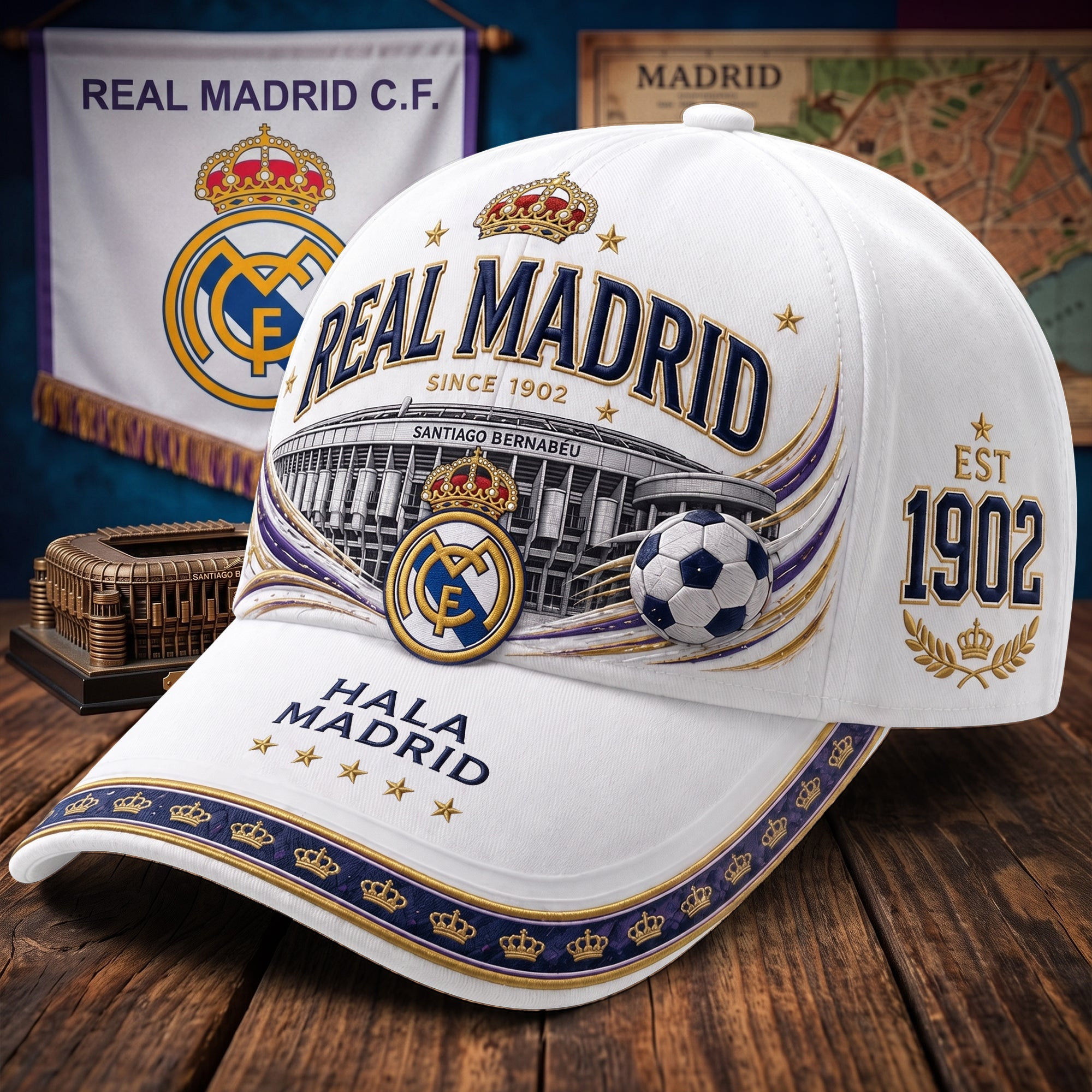Real Madrid Merch 2026 Hala Madrid Est 1902 Hat Football Fan Gear Gifts For Husband