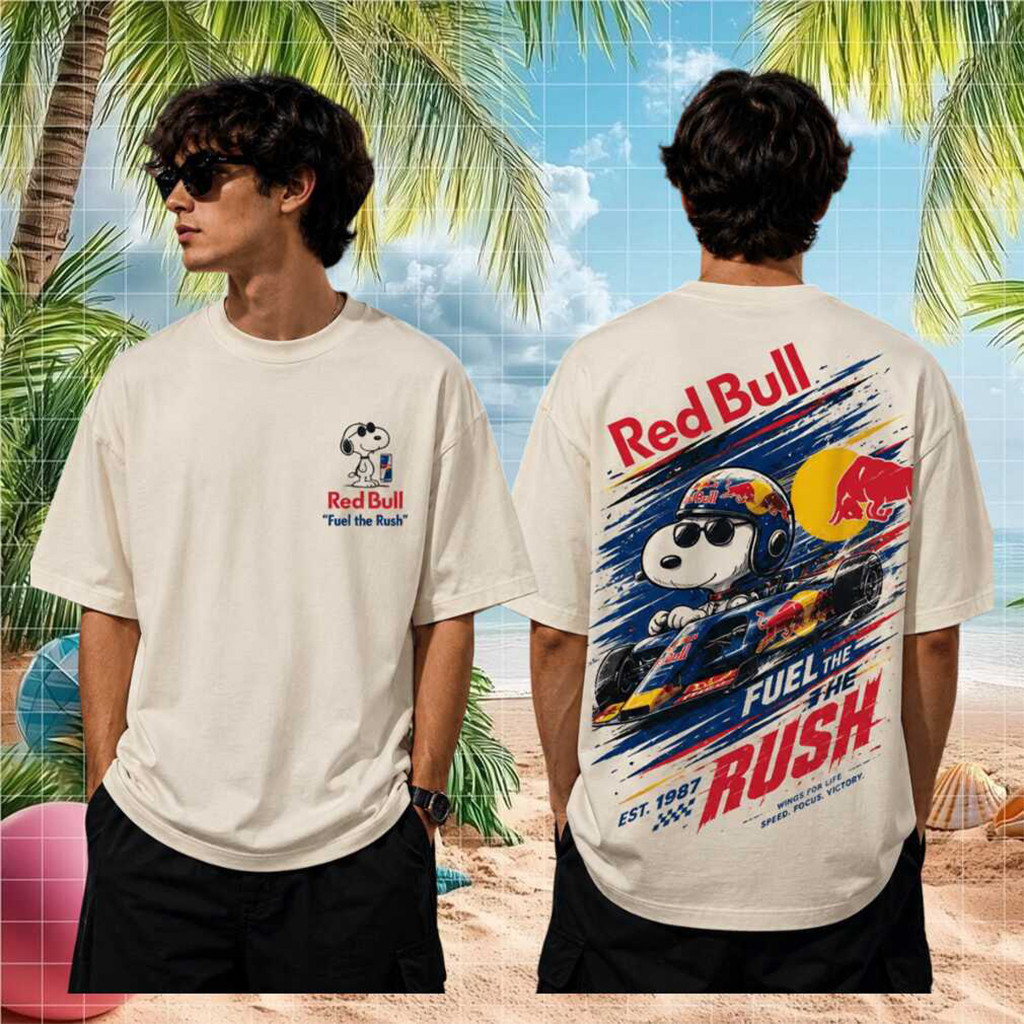 Red Bull Fuel The Rush Racing Snoopy Vintage T-Shirt Red Bull Racing Merch Gift For BFF