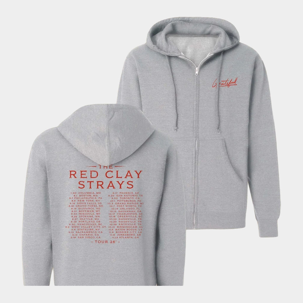 Red Clay Strays Merch 2026 Grateful Tour Zip Hoodie Best Gift For Rock Music Lovers