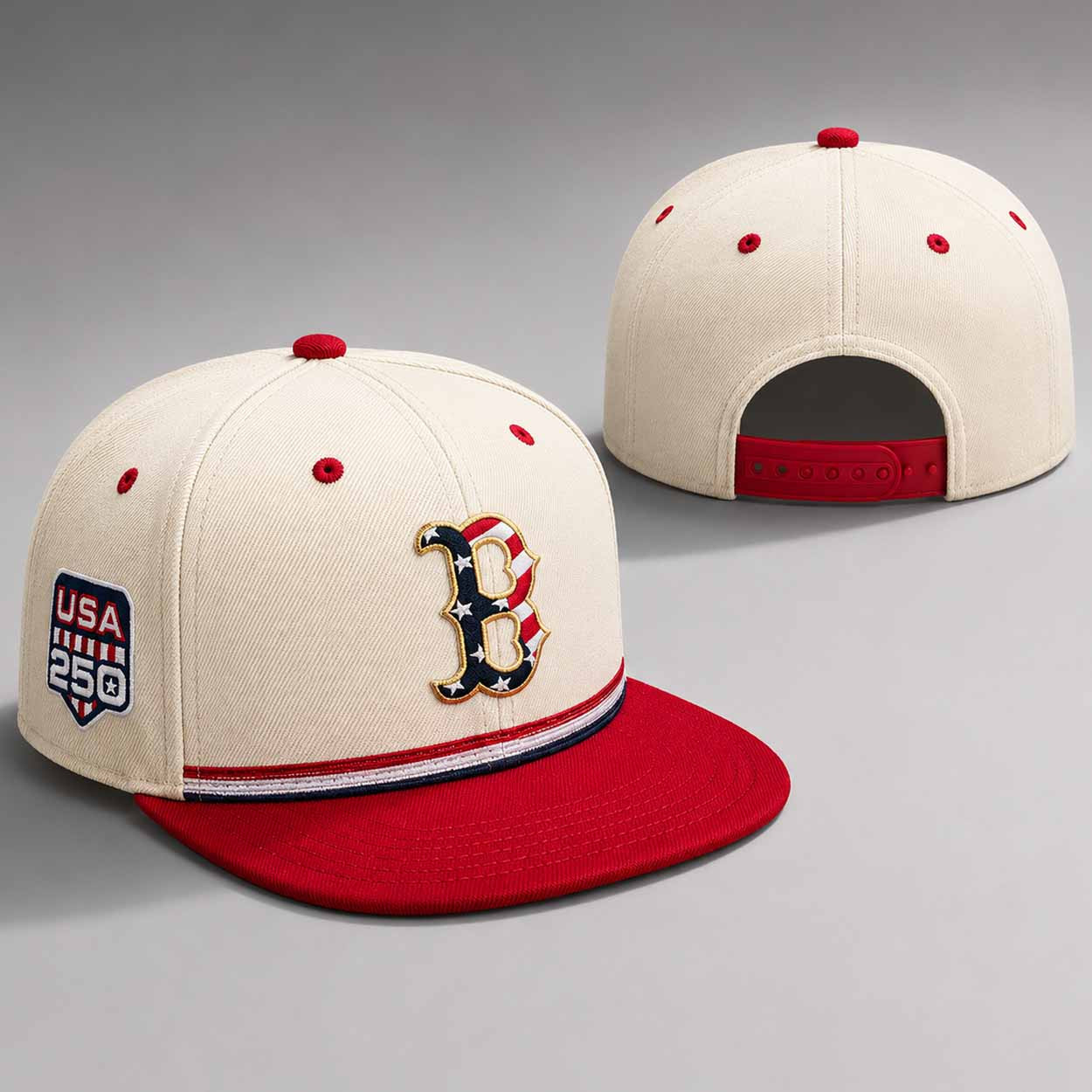 Red Sox USA 250th Anniversary Fourth Of July Snapback Hat