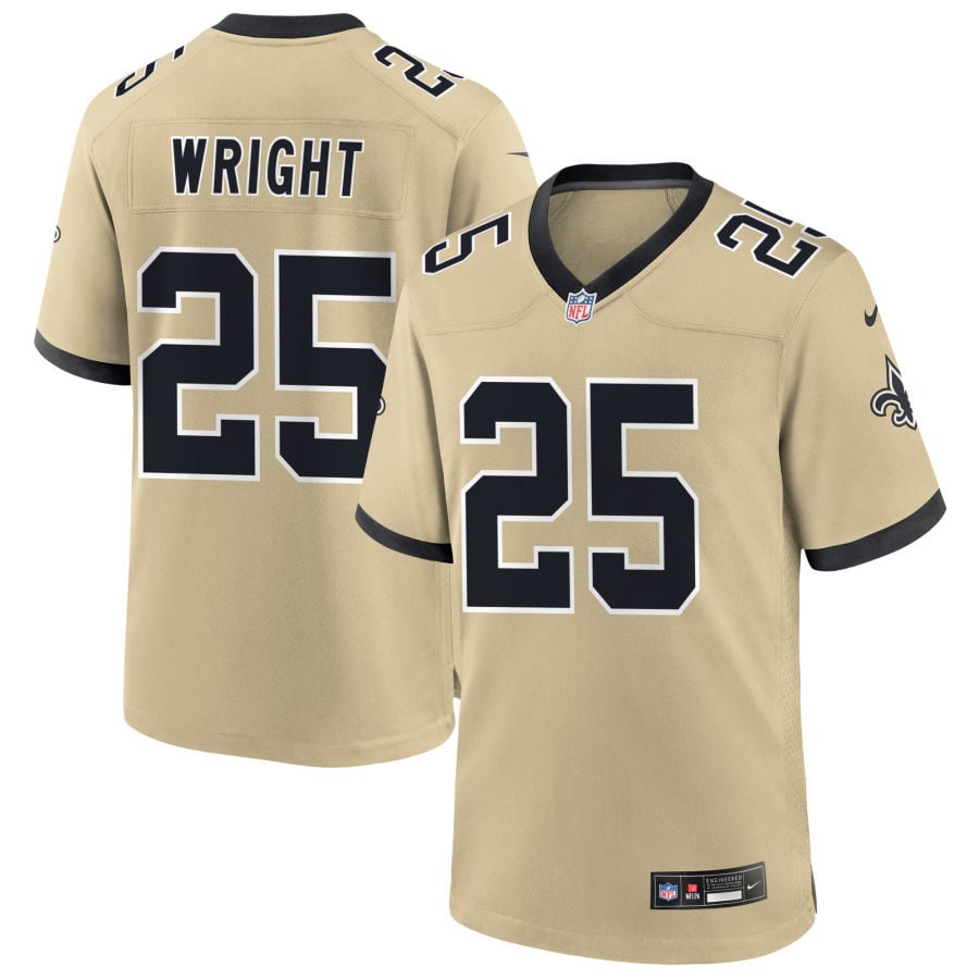 Rejzohn Wright New Orleans Saints 2025 Gameday Golds Alternate Game Jersey - Gold