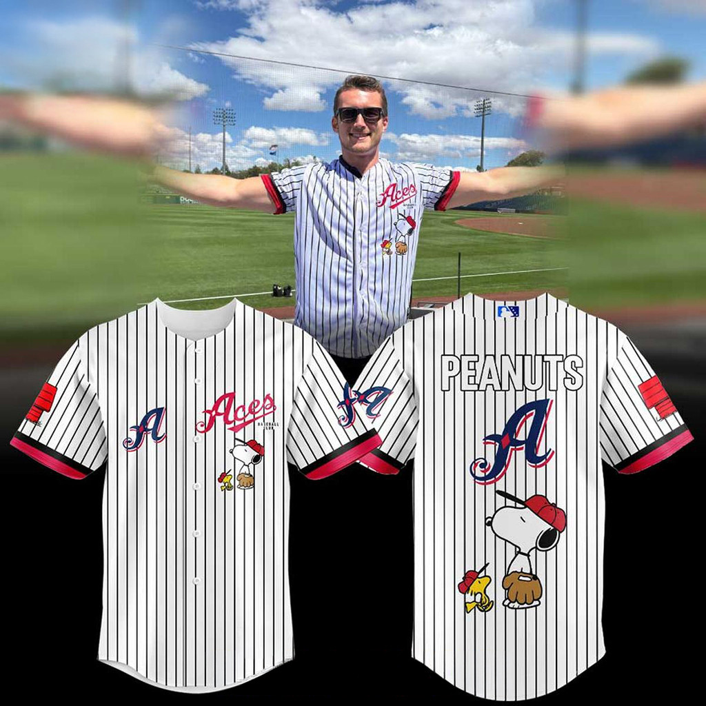 Reno Aces X Peanuts Night 2026 Baseball Jersey Stripe Version Jersey Reno Aces Merch