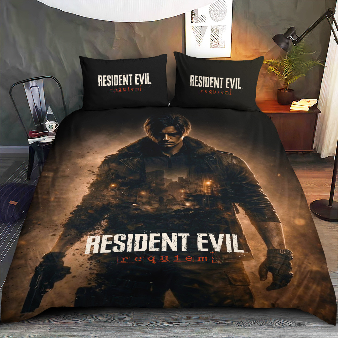 Resident Evil Requiem Leon Kennedy Bedding Set Resident Evil Merch Gift For Fans