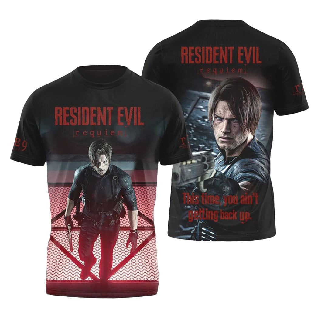 Resident Evil Requiem Merch 30th Anni Leon Kennedy This Time You Aint Getting Back Up Shirt