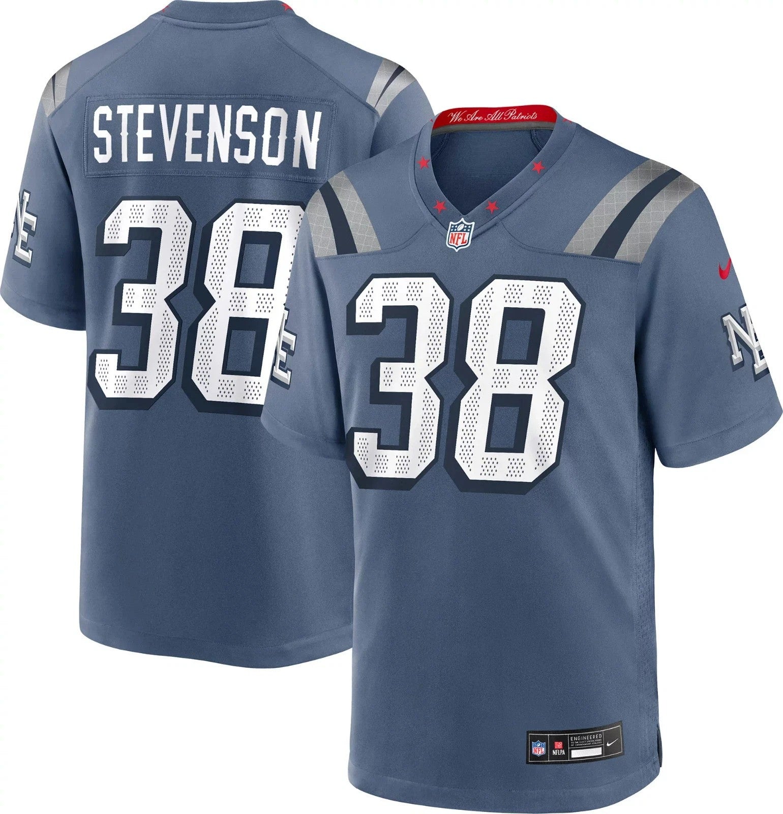 Rhamondre Stevenson New England Patriots 2025 Rivalries Game Player - Gray