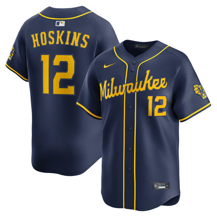 Rhys Hoskins Milwaukee Brewers 2025 Alternate Limited Jersey - Navy