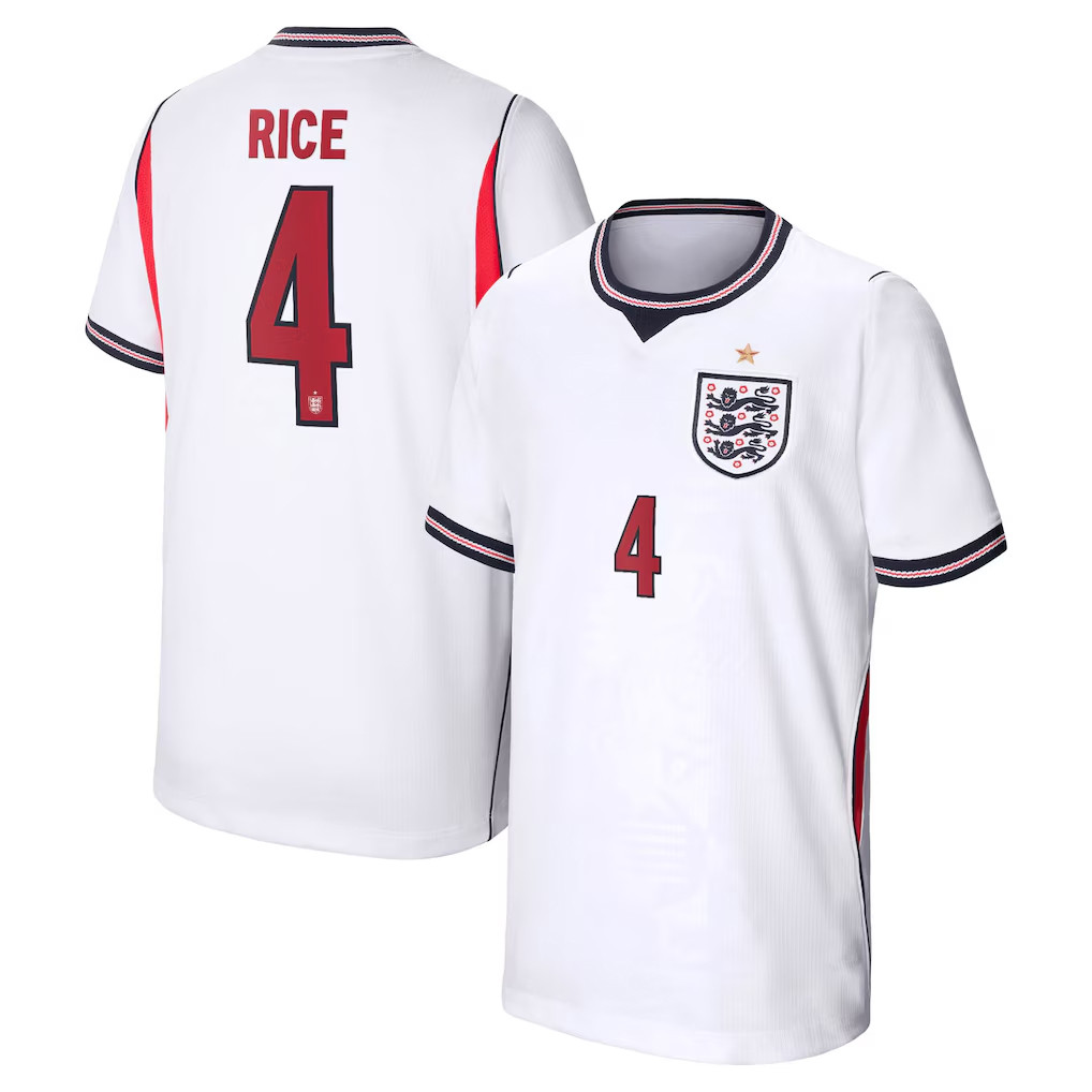 Rice #4 England Home Stadium Jersey England World Cup 2026 Merch Football Fan Gear Gift For Men
