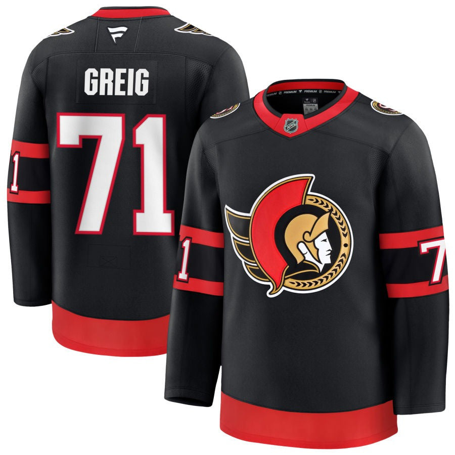 Ridly Greig Ottawa Senators 2025 Premium Home Jersey - Black 1 Ridly Greig Ottawa Senators 2025 Premium Home Jersey - Black