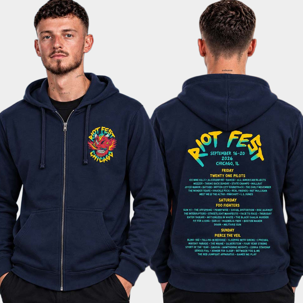 Riot Fest 2026 Chicago Merch Devil Lineup Zip Hoodie Music Concert Outfit Gift For Fans