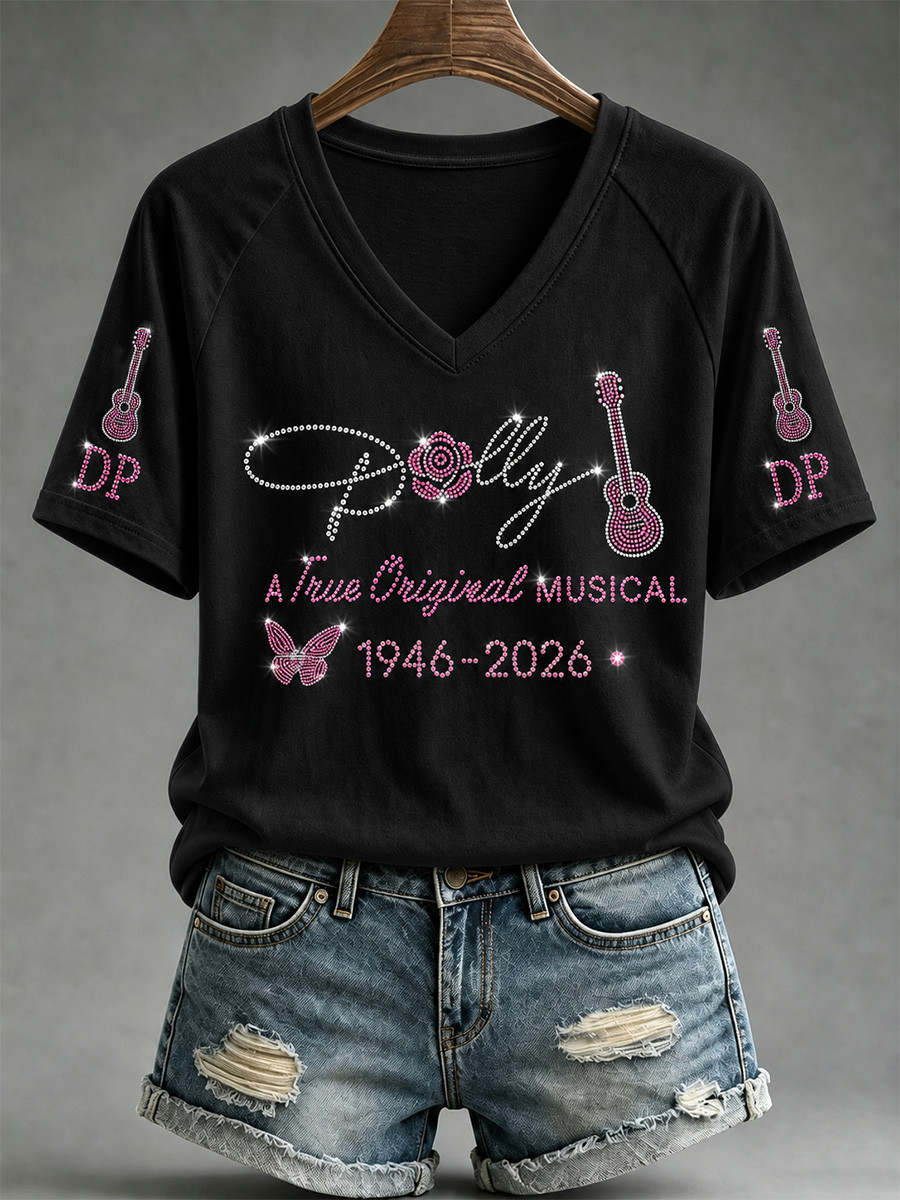 RIP Dolly Parton A True Original Musical V-Neck Shirt 1946 2026 Merch Memorial Gifts