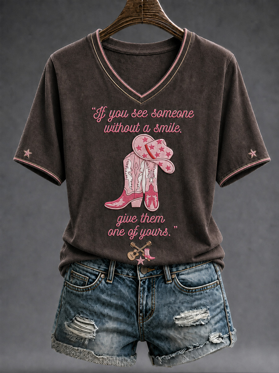 RIP Dolly Parton Merch If You See Someone Without A Smile Give Them One Of Yours V-Neck Shirt