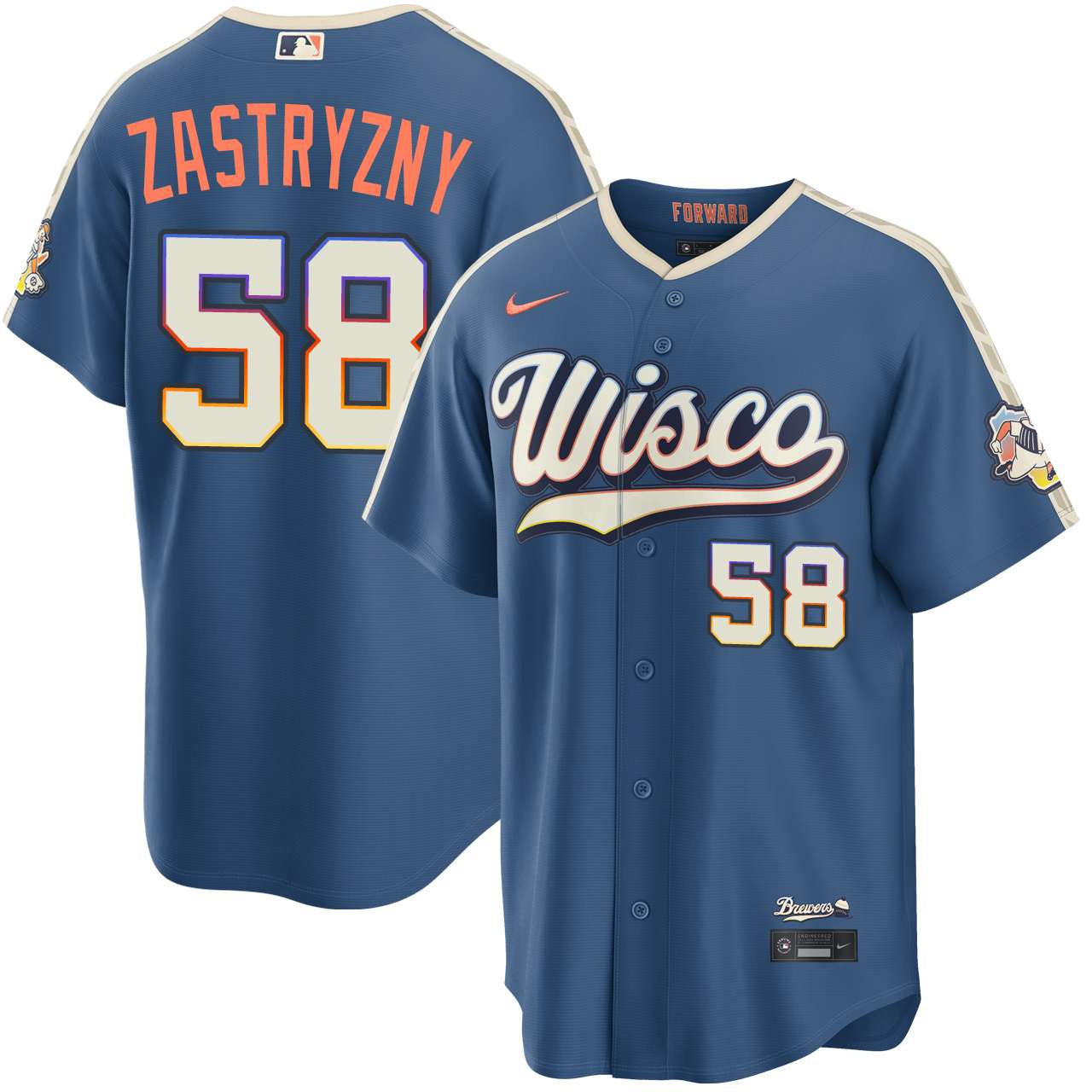 Rob Zastryzny Milwaukee Brewers 2026 City Connect Stadium Jersey - Mineral Blue