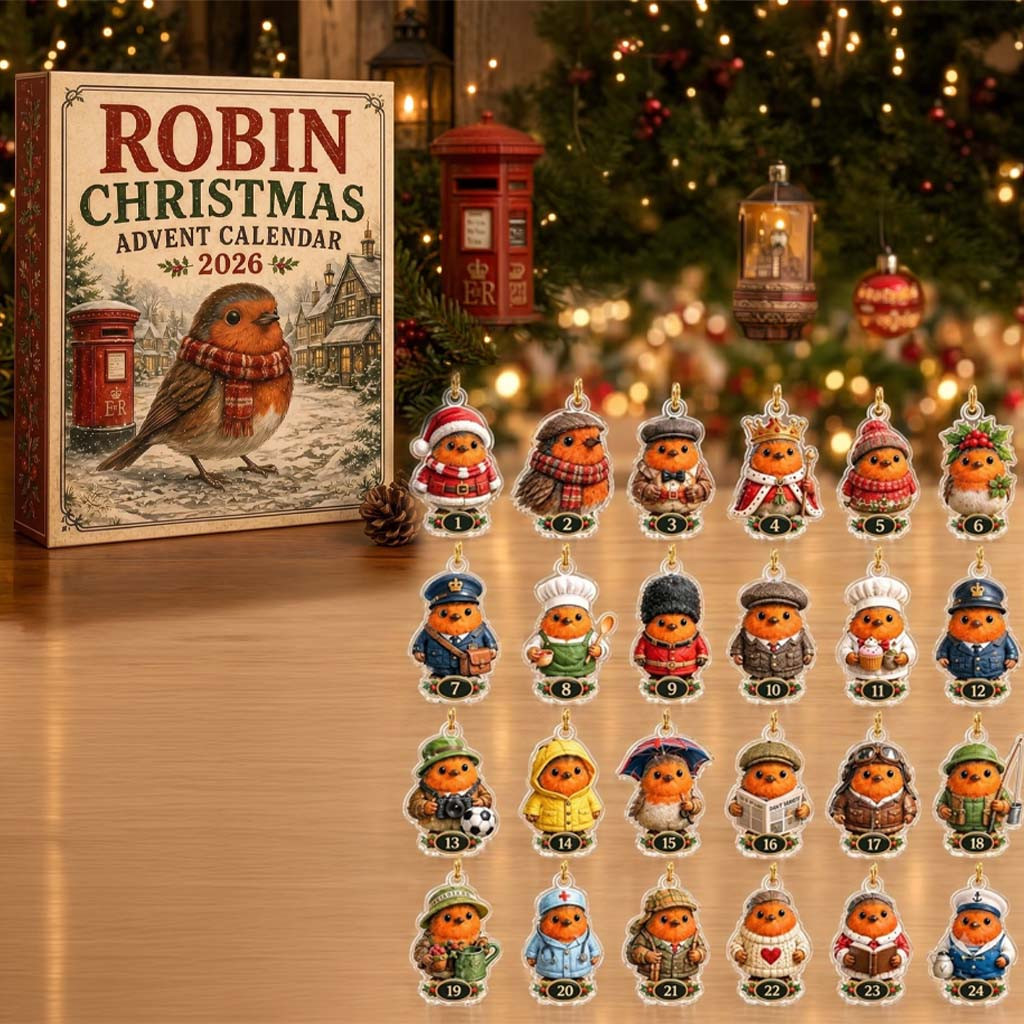 Robin Redbreast Christmas Advent Calendar 2026 Vintage Christmas Ornaments Bird Lover Gifts