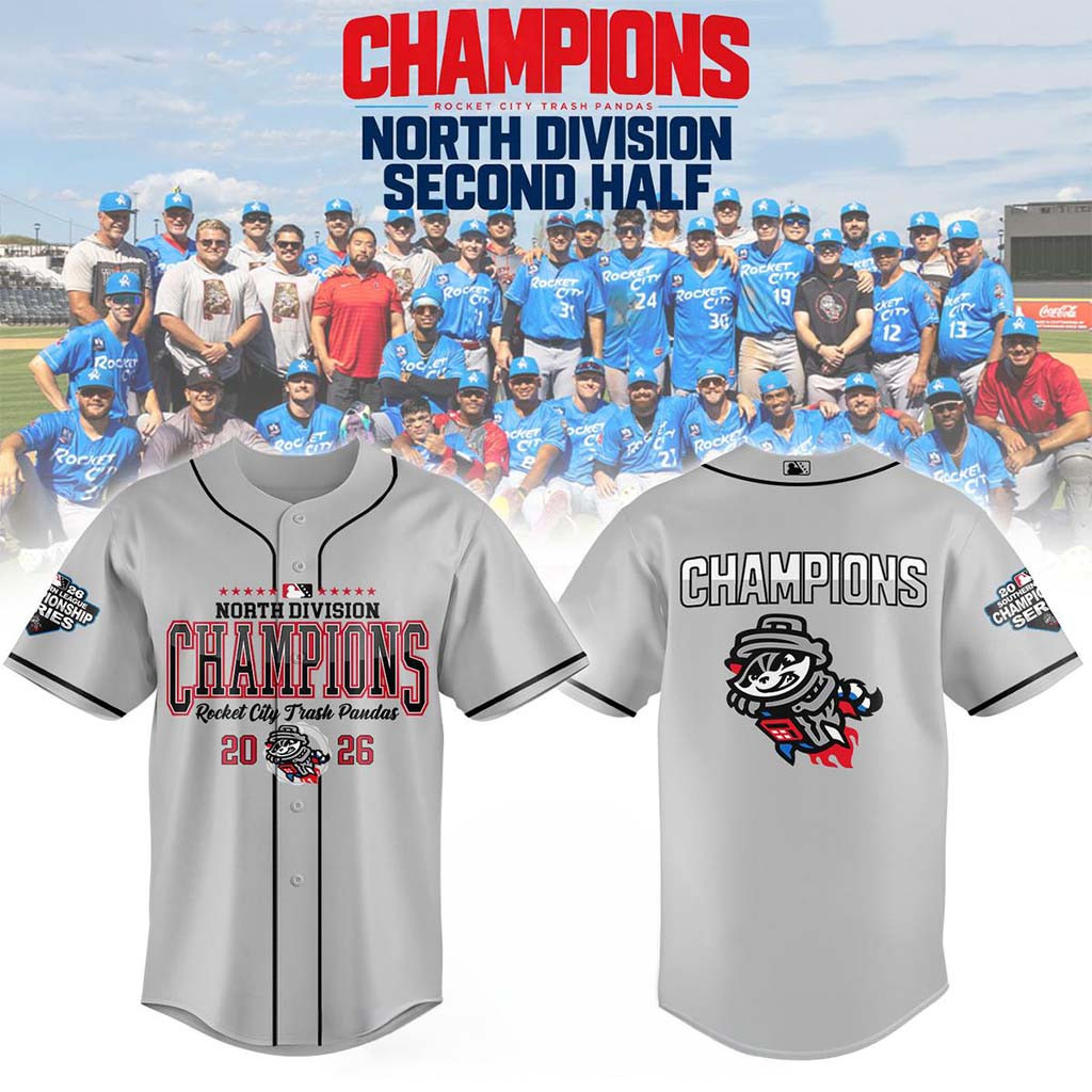 Rocket City Trash Pandas North Division Champions 2026 Baseball Jersey Trash Pandas Merch