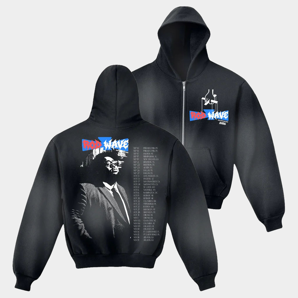 Rod Wave Merch 2026 Rodfather Zip Hoodie Don't Look Down Tour Merch Present For Rapper Fans