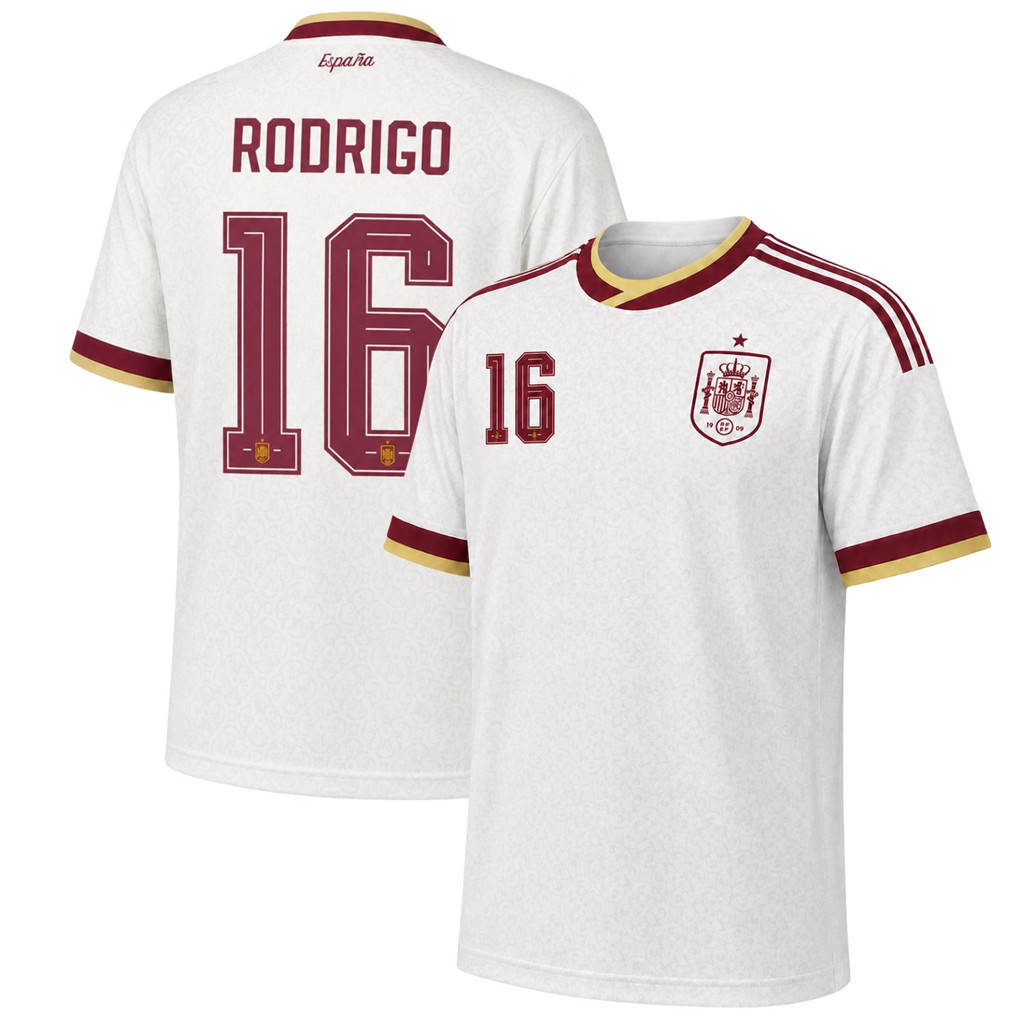 Rodrigo #16 Spain Away Jersey Spain World Cup 2026 Merch Gifts For Spain Team Supporters