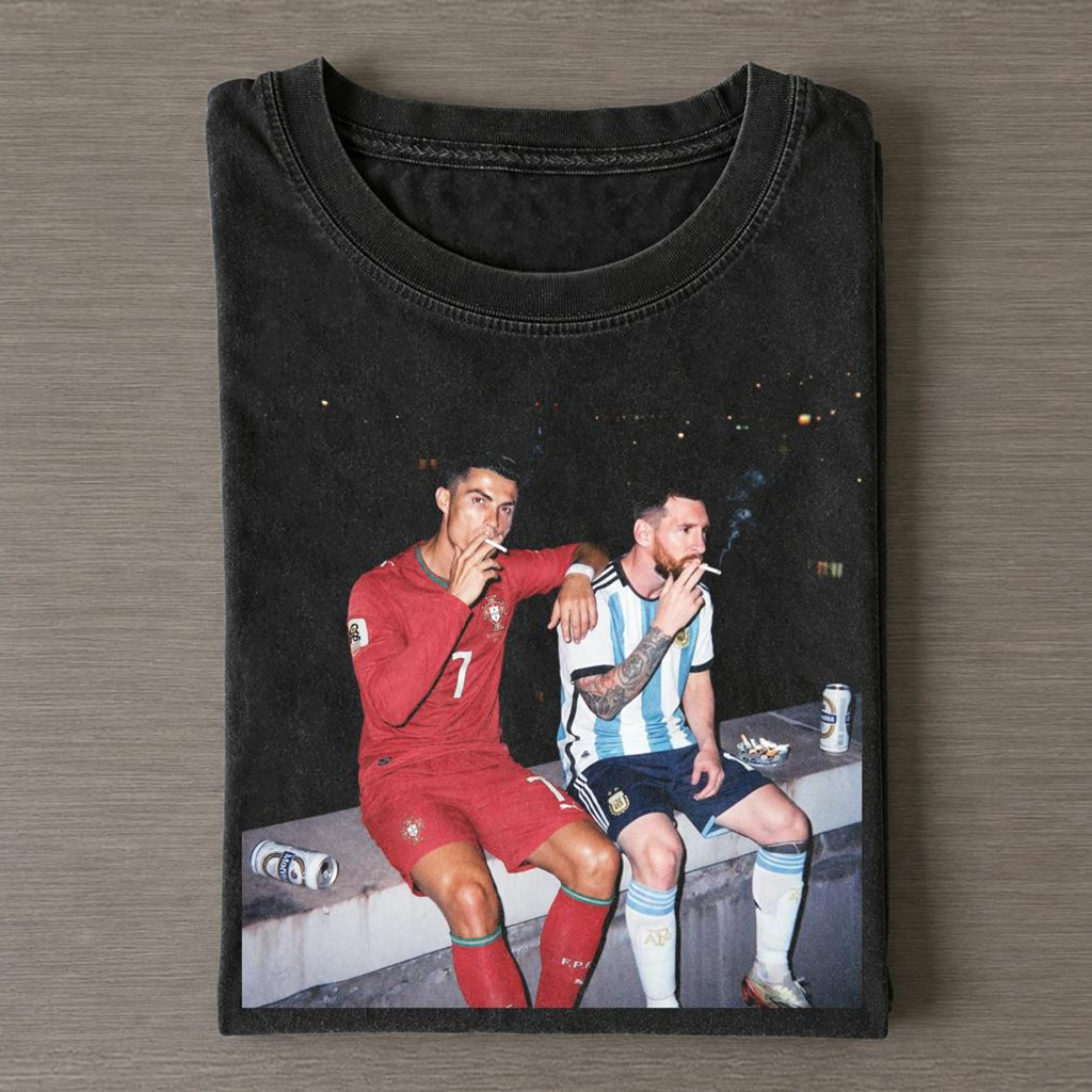 Ronaldo And Messi Smoking Soccer T-Shirt FIFA WC 2026 Merch Gift For Fans