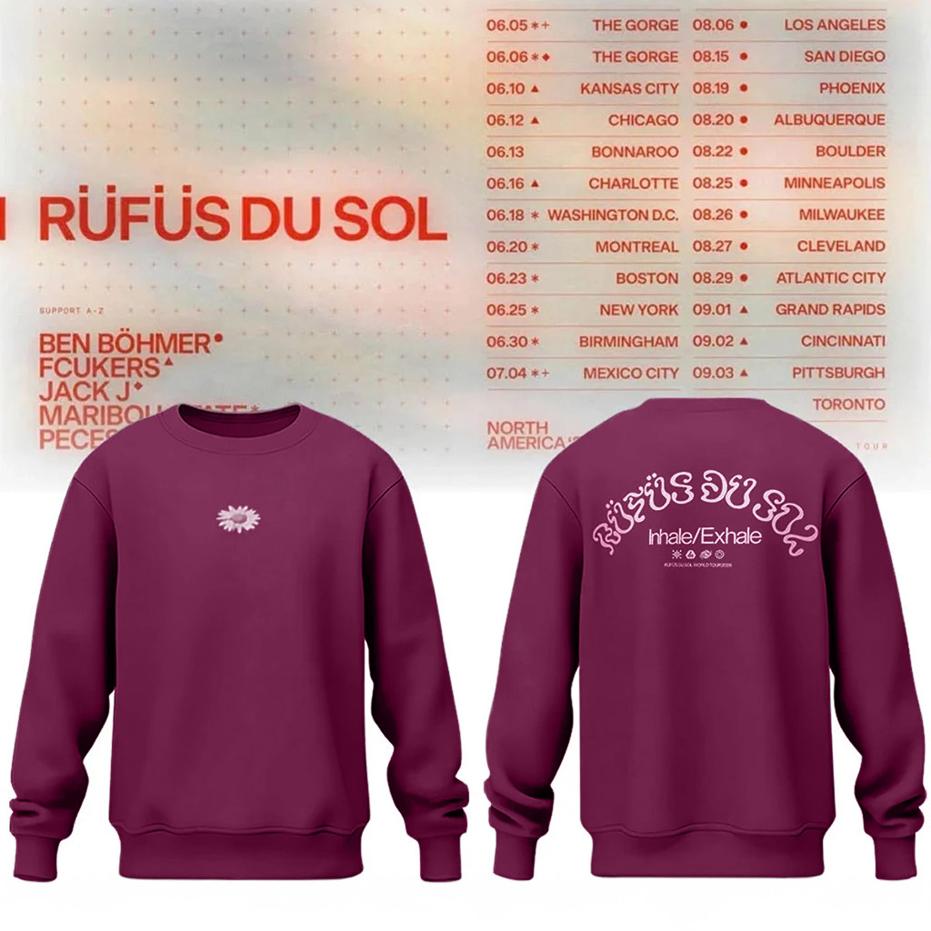 Rufus Du Sol Merch 2026 RDS North America Tour Sweatshirt Presents For Music Lovers