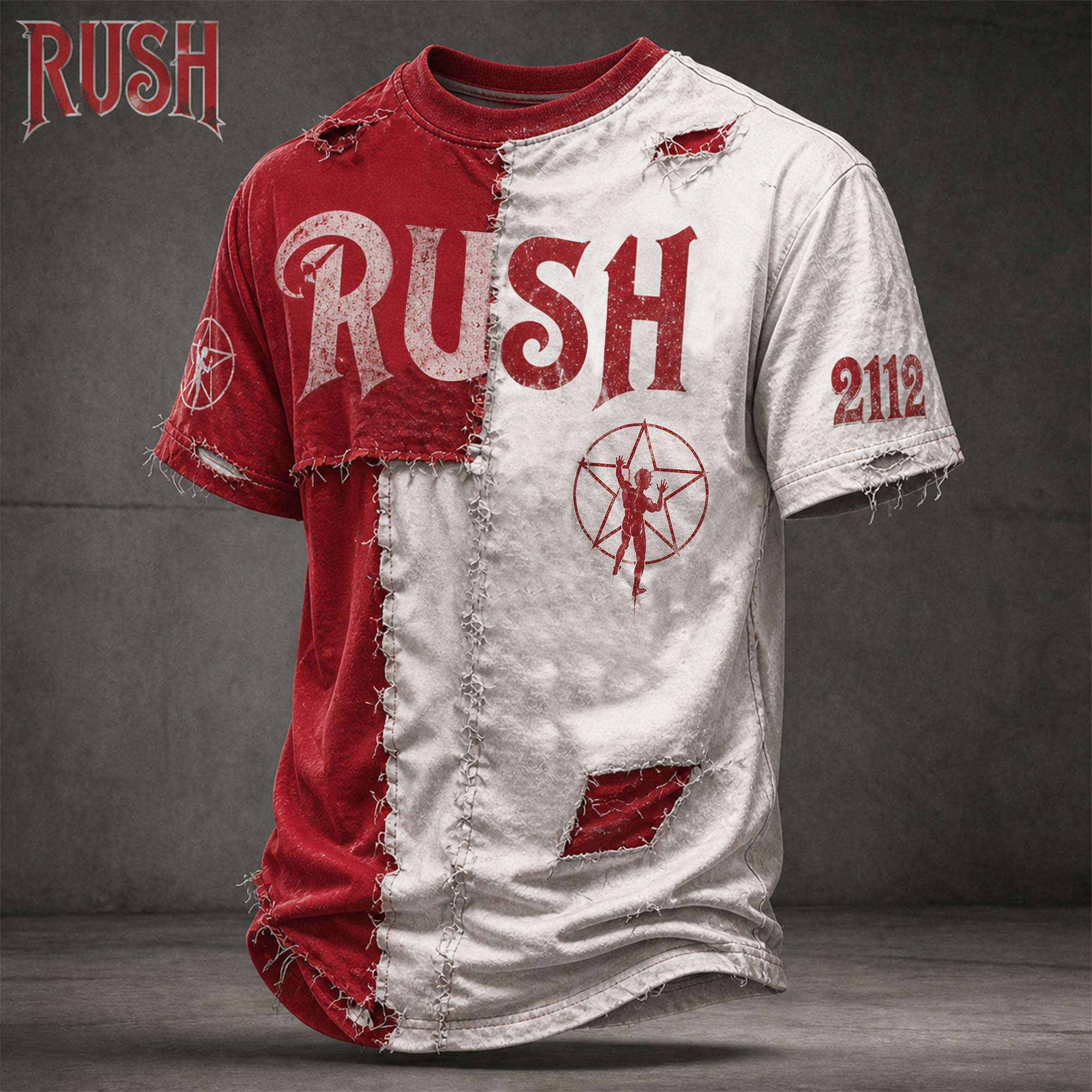 Rush 2112 Starman Distressed T-Shirt RUSH Band Merch Special Birthday Gifts For Dad