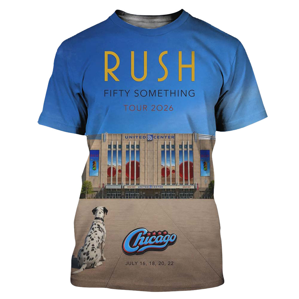 Rush Chicago IL 2026 Event Specific Litho Poster T-Shirt RUSH Fifty Something Tour Merch