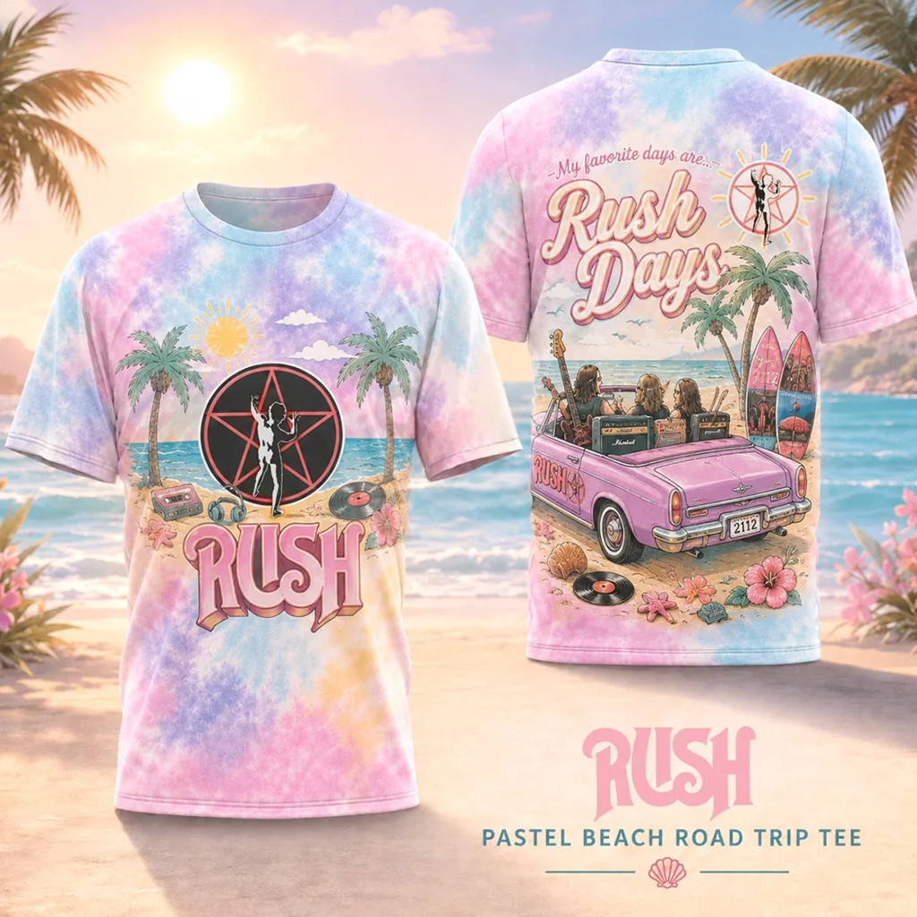 Rush Days 2112 Starman Pastel Beach Road Trip T-Shirt Rush Band Merch Gifts For Music Lovers