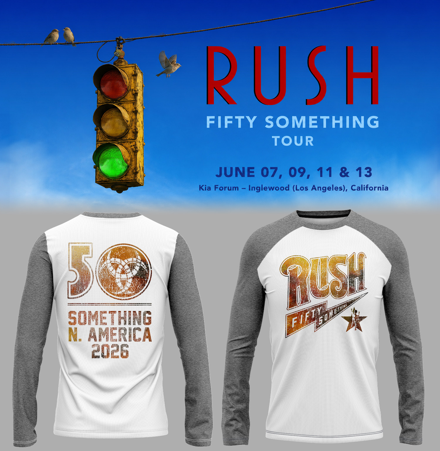 Rush Fifty Something Tour 2026 Long Sleeve Shirt Rush Merch Retro Gifts For Fans