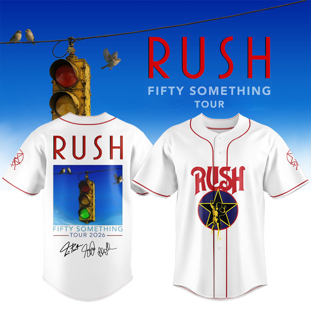 RUSH Fifty Something Tour 2026 Signed Jersey White RUSH Merch Music Lover Gift Ideas For Him