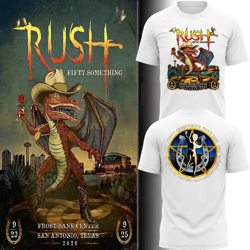 RUSH Fifty Something Tour Frost Bank Center San Antonio 2026 T-Shirt RUSH Band Merch