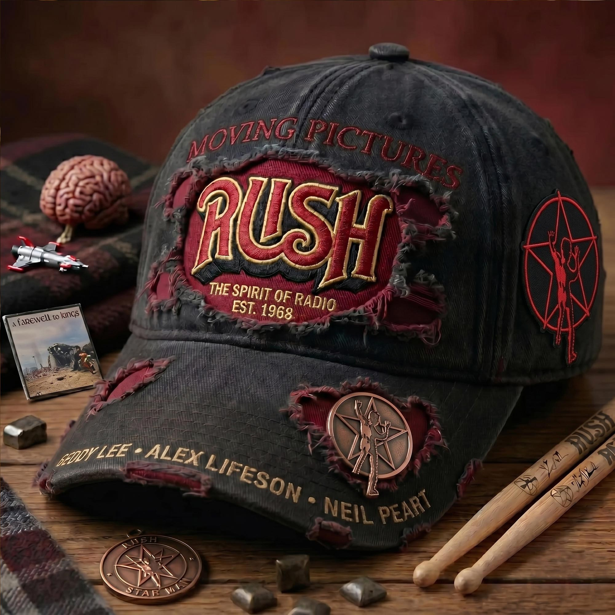 Rush Moving Pictures Distressed Hat The Spirit Of Radio Cap Rush Band Merch Gifts For Fans