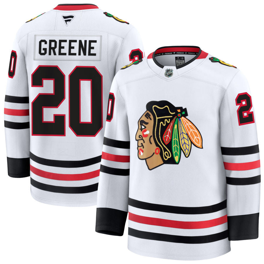 Ryan Greene Chicago Blackhawks 2025 Away Jersey - White 1 Ryan Greene Chicago Blackhawks 2025 Away Jersey - White
