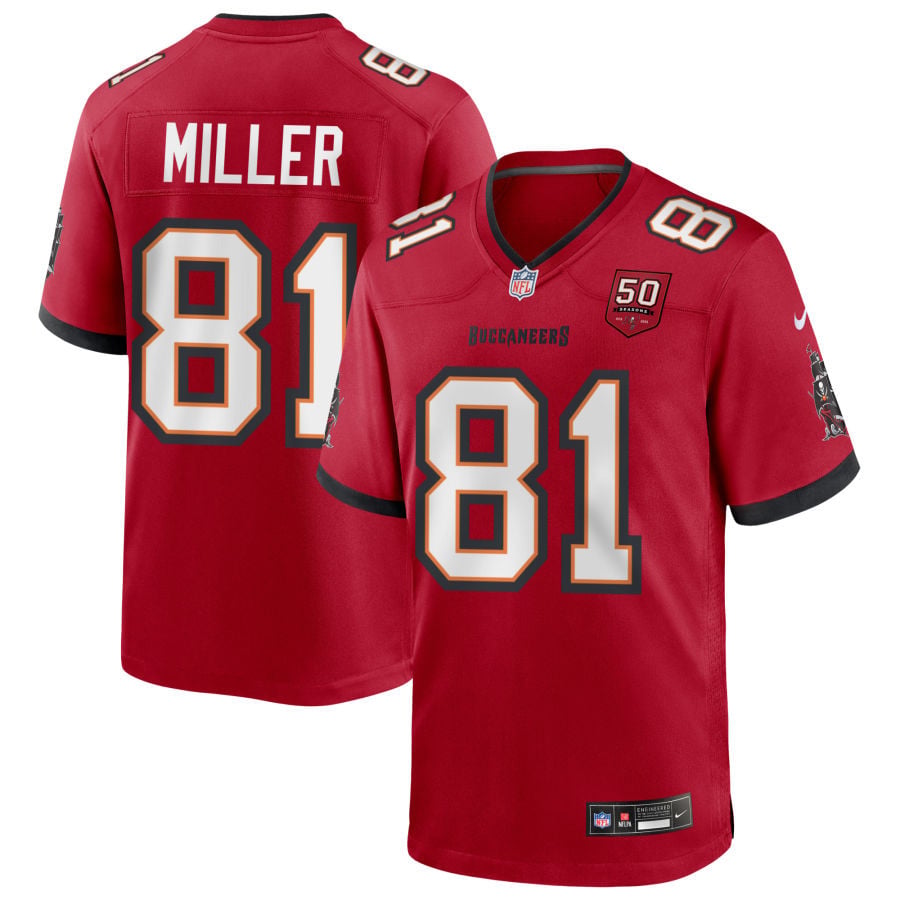 Ryan Miller Tampa Bay Buccaneers 2025 50th Season Game Jersey - Red