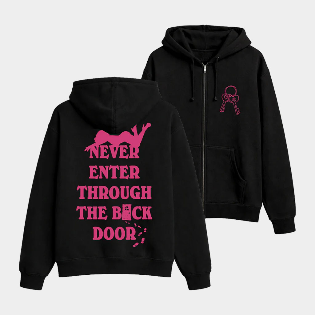Sabrina Carpenter Merch 2026 Never Enter Through The Back Door Zip Hoodie Gifts For Besties