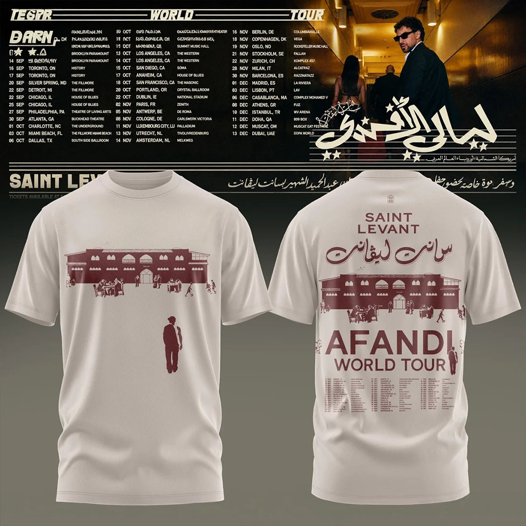 Saint Levant Afandi World Tour 2026 T-Shirt Saint Levant Merch Concert Shirt Music Lovers Gifts