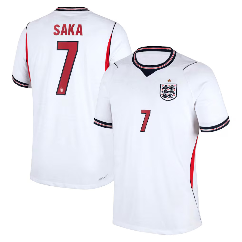Saka #7 England Team Home Jersey England World Cup 2026 Merch Game Day Apparel Gift For Support