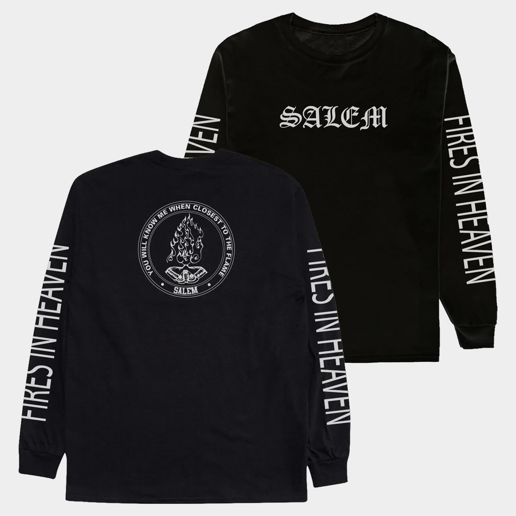 Salem Merch 2026 Old English Long Sleeve Shirt Fires In Heaven Shirt Gifts For Band Fans