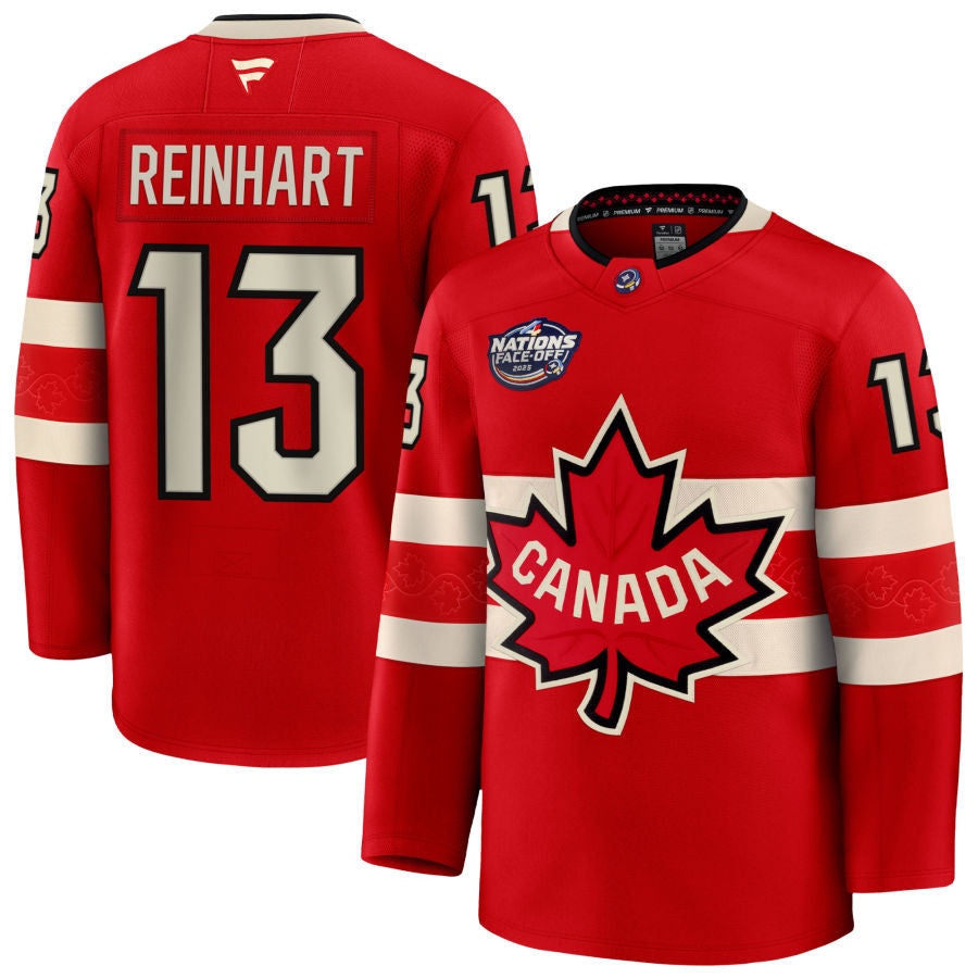 Sam Reinhart Canada 2025 4 Nations Face-Off Premium Red Jersey