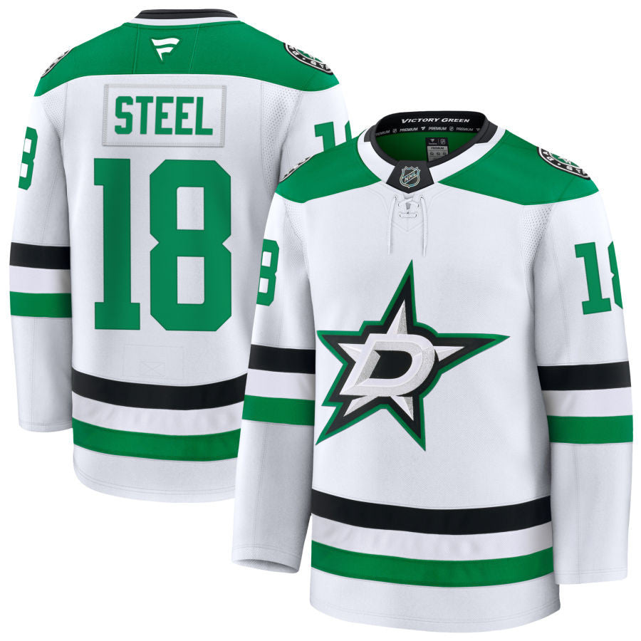 Sam Steel Dallas Stars 2025 Away Premium Jersey - White 1 Sam Steel Dallas Stars 2025 Away Premium Jersey - White
