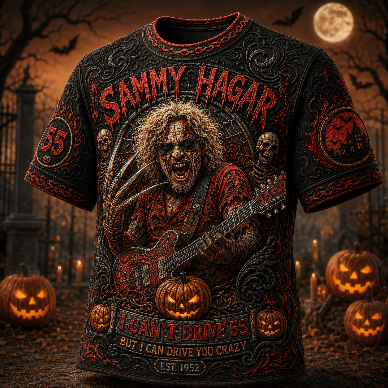 Sammy Hagar Merch Halloween T-Shirt I Can't Drive 55 But I Can Drive You Crazy Shirt Fan Gear