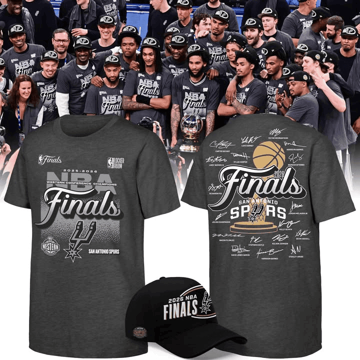 San Antonio Spurs Finals Merch 2026 SA Spurs Western Conference Champions Locker Room T-Shirt